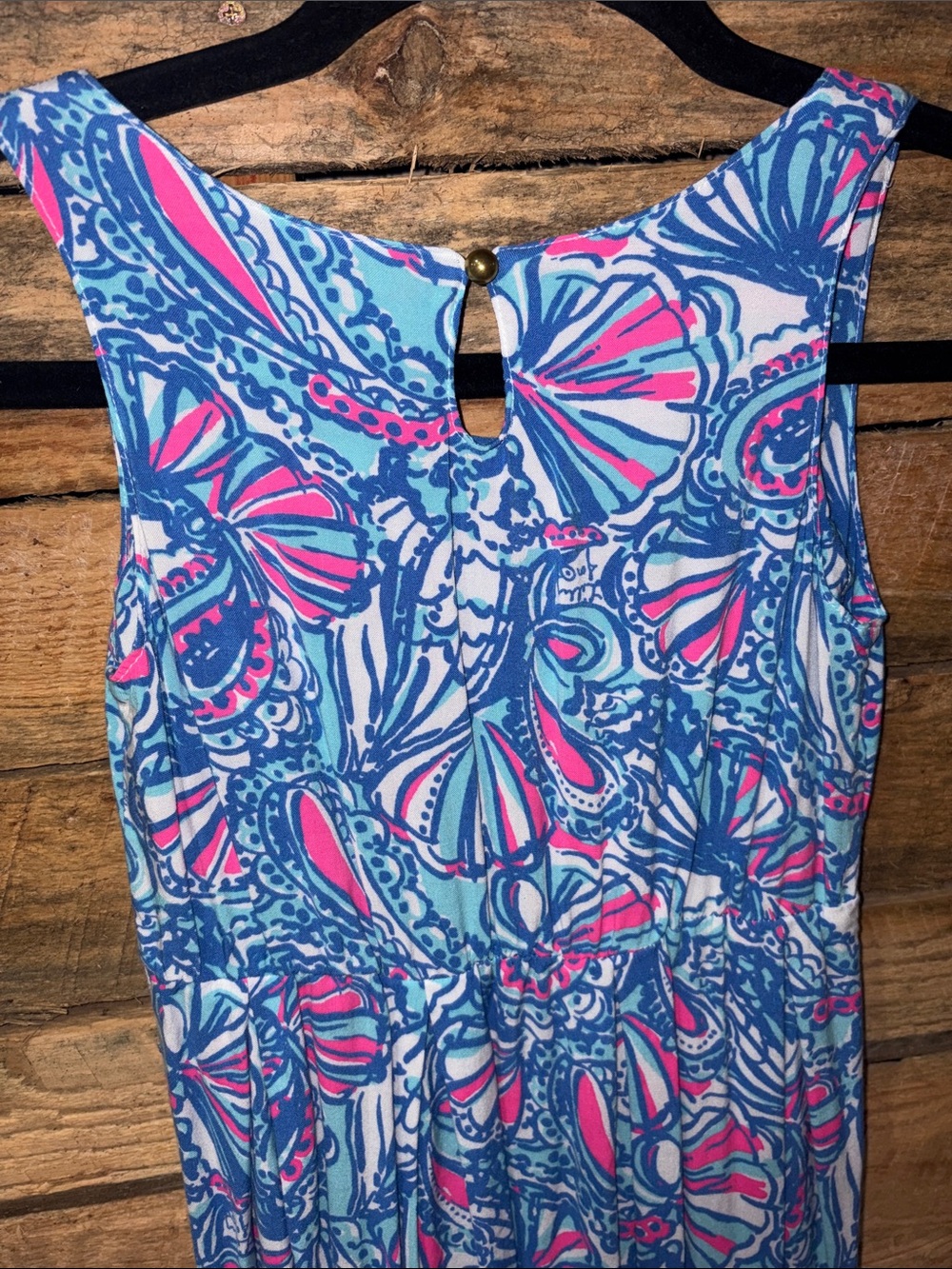 Lilly Pulitzer My Fans Anniversary Collection. Blue & Pink Printed Maxi Dress. - Picture 7 of 8